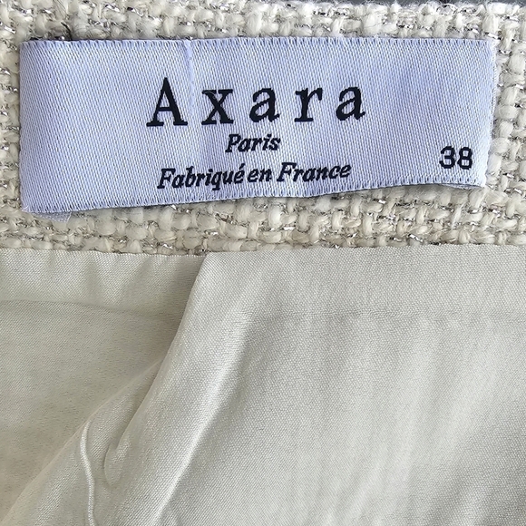 AXARA Paris Ecru Tweed Fray Hem Mini Skirt Size 38/M US - Picture 4 of 8